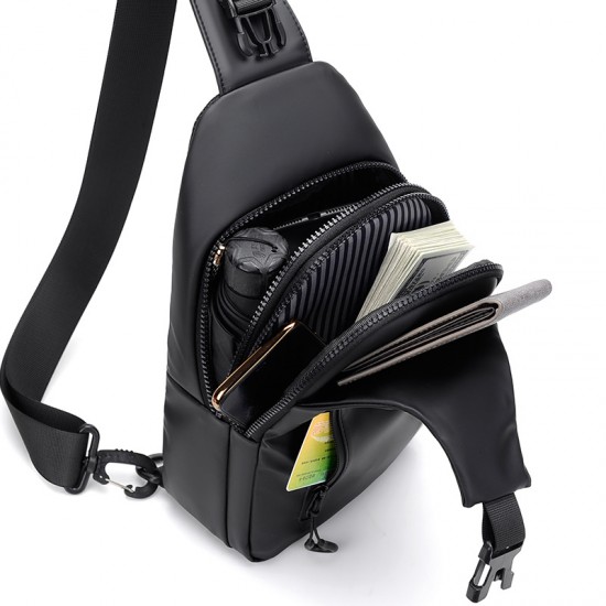 Men's casual trendy chest bag, men's casual chest bag, lightweight and functional casual bag with color contrast, color-matching casual single-shoulder bag for men