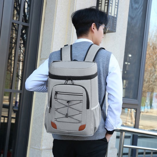 Multi-functional men's business backpacks - simple leather texture hand-held computer backpacks for short trips, backpacks for business and office use with large capacity for travel and commuting.