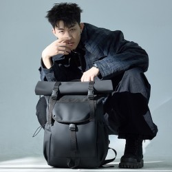 Cool Waterproof Leather Membrane Cross-Body Bag Weight Reduction Large Capacity Travel Backpack Business Men's Shoulder Bag Cycling Backpack