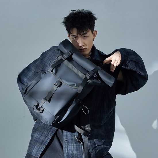 Cool Waterproof Leather Membrane Cross-Body Bag Weight Reduction Large Capacity Travel Backpack Business Men's Shoulder Bag Cycling Backpack