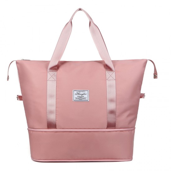 Cross-border women's double-shoulder bag with large capacity. Multi-functional dry and wet separation short trip business travel bag. Expansion computer bag.