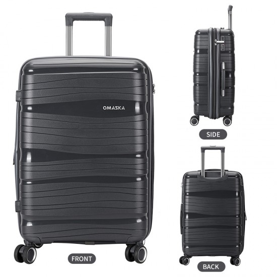 Cross-border Customized Trolley Case PP Hard Shell Travel Bag 20, 24, 28 Sets of Bags PP Travel Trolley Case Anti-theft Password Lock