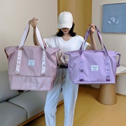 Cross-border women's double-shoulder bag with large capacity. Multi-functional dry and wet separation short trip business travel bag. Expansion computer bag.