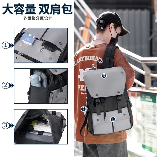 New Dual-Shoulder Bag Large Capacity Leisure Business Backpack High Appearance Quality Backpack Women College Student Backpack Leisure Dual-Shoulder Bag